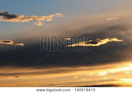 Golden sunrise on a summer morning after a storm