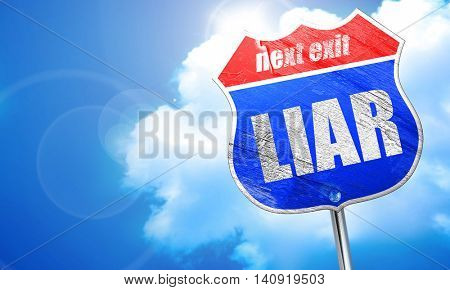 liar, 3D rendering, blue street sign