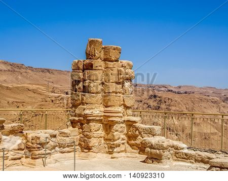The ruins of the ancient Masada fortress in the Judaean Desert, Israel