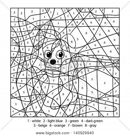 Color By Number, Education Game With Dog