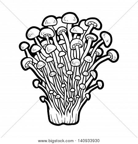 Coloring Book. Edible Mushrooms, Enoki