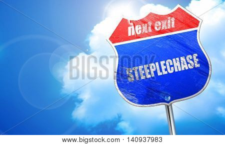 Steeplechase sign background, 3D rendering, blue street sign