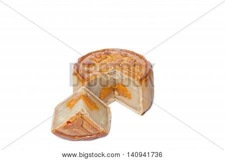 Mid-Autumn Festival slice mooncake isolated on white background