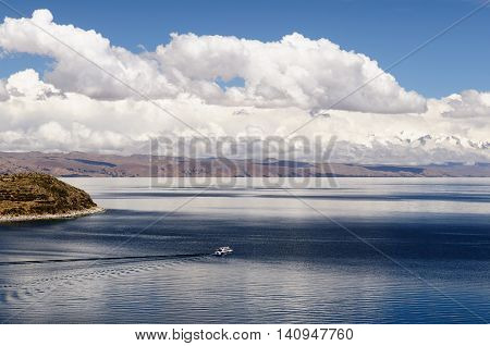 South America Bolivia - Isla del Sol on the Titicaca lake the largest highaltitude lake in the world (3808m) This island's legendary Inca creation site and the birthplace of the sun. Landscape of the Titicaca lake