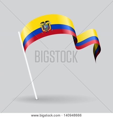 Ecuadorian pin icon wavy flag. Vector illustration.