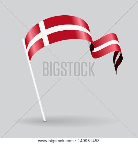 Danish pin icon wavy flag. Vector illustration.