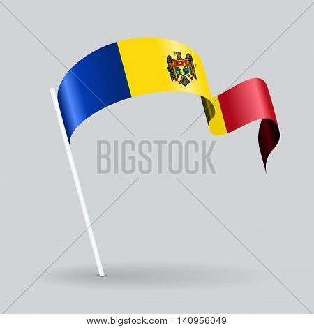 Moldovan pin icon wavy flag. Vector illustration.