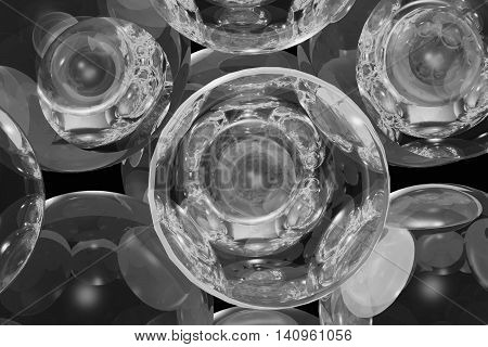glass balls in black and white colors