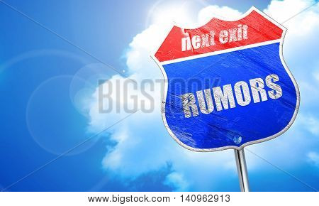 rumors, 3D rendering, blue street sign