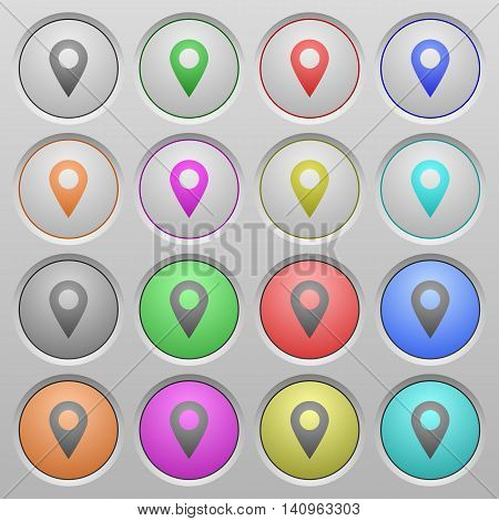 Set of Location pin plastic sunk spherical buttons.