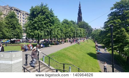 Stairs to Scott Monument and Princess Gardens Edinburgh, Scotland, UK