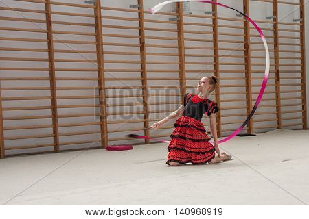 Warsaw Poland - June 25 2016: A gymnast with the sash