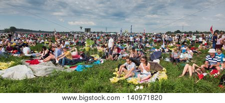 KRAKOW POLAND - JUL 31 2016: Unidentified participants of World Youth Day and International Catholic youth Convention July 25-31. This year festival was visited by Pope Francis.