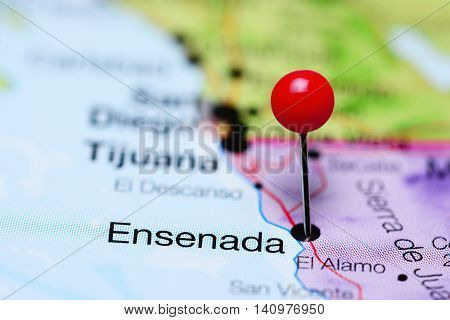 Ensenada pinned on a map of Mexico