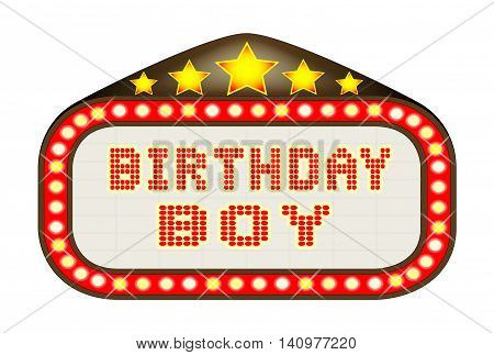 A Birthday Boy movie theatre or theatre marquee.