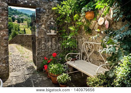 Garfagnana Tuscany Italy - ancient village of Ceserana view of the town with the medieval fortress