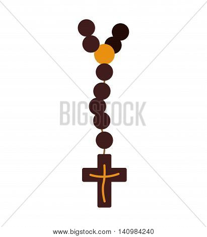 rosary nacklace cross religion icon. Isolated and flat illustration. Vector graphic