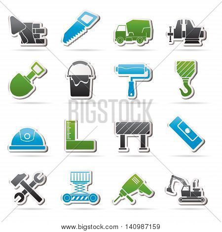 Building and construction tools icons - vector icon set