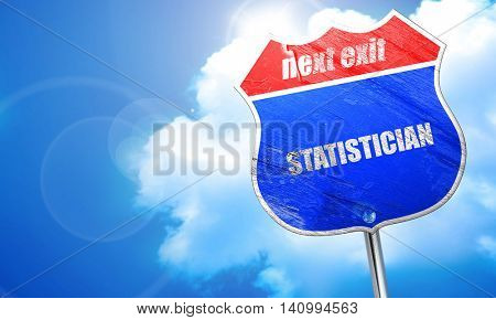 statistician, 3D rendering, blue street sign