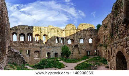 Majestic Medieval Castle Ruins On The Top Of The Hill