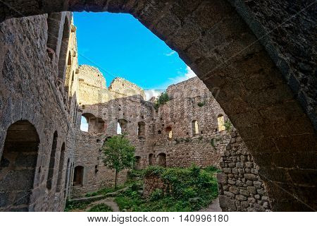 Majestic Medieval Castle Ruins On The Top Of The Hill