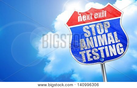 stop animal testing, 3D rendering, blue street sign
