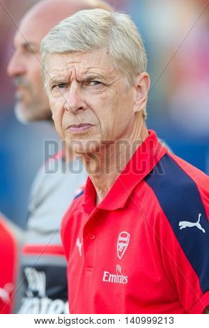 CARSON, CA - JULY 31: Arsenal manager Arsene Wenger during the friendly soccer game between Chivas Guadalajara and Arsenal on July 31st 2016 at the StubHub Center.
