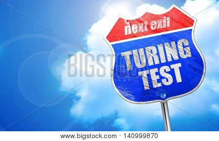 turing test, 3D rendering, blue street sign