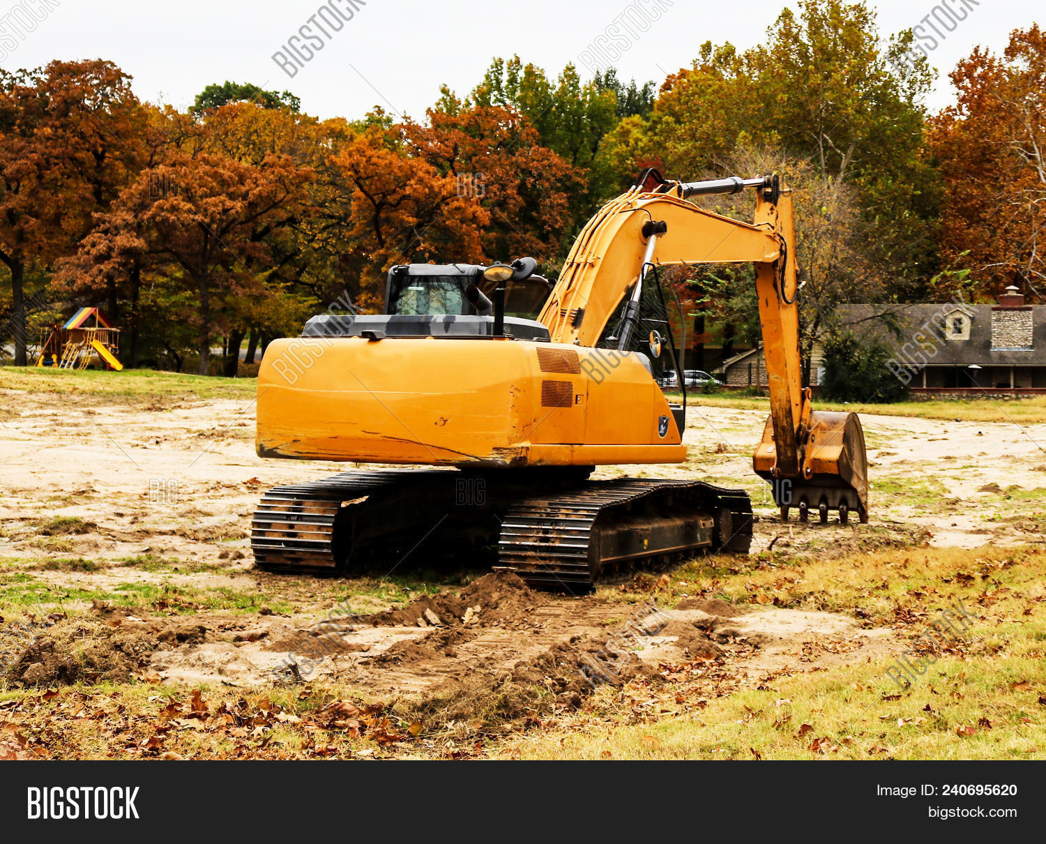 Large Yellow Backhoe Image & Photo (Free Trial) Bigstock
