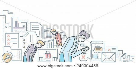 Unemployment - Modern Flat Design Style Colorful Illustration On White Background. An Image Of Young
