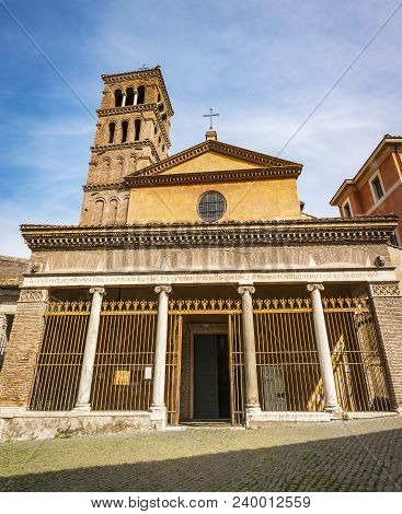 San Giorgio In Velabro Church Facade In Rome, Built By Greeks In 7th Century,