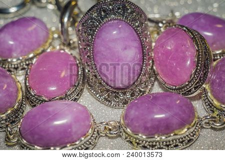 Silver Jewellery With Purple Stone
