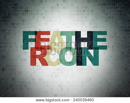 Cryptocurrency Concept: Painted Multicolor Text Feathercoin On Digital Data Paper Background