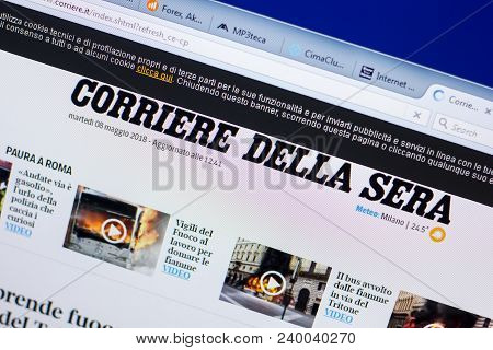 Ryazan, Russia - May 08, 2018: Corriere Della Sera Website On The Display Of Pc, Url - Corriere.it