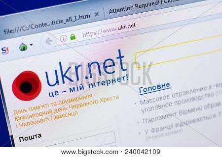 Ryazan, Russia - May 08, 2018: Ukr Website On The Display Of Pc, Url - Ukr.net