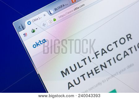 Ryazan, Russia - May 08, 2018: Okta Website On The Display Of Pc, Url - Okta.com