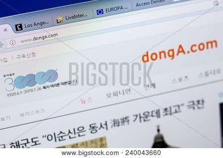 Ryazan, Russia - May 08, 2018: Donga Website On The Display Of Pc, Url - Donga.com
