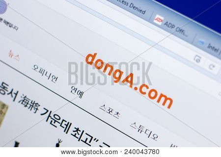 Ryazan, Russia - May 08, 2018: Donga Website On The Display Of Pc, Url - Donga.com