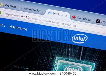 Ryazan, Russia - May 08, 2018: Intel Website On The Display Of Pc, Url - Intel.fr
