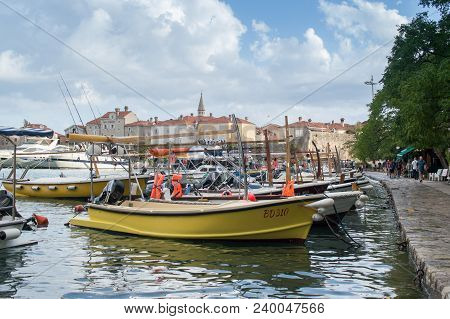 Budva / Montenegro - September 2017: Port With Boats And Yachts Parked In Harbour Of Budva Adriatic 