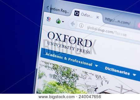 Ryazan, Russia - May 08, 2018: Oup Website On The Display Of Pc, Url - Oup.com