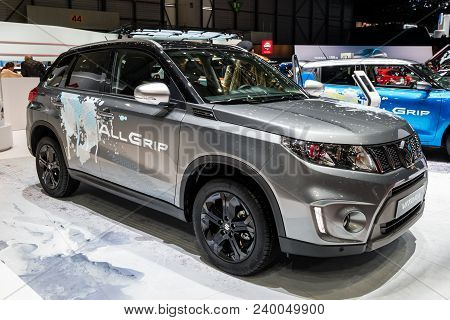 Geneva, Switzerland - March 7, 2018: Suzuki Vitara Sport Suv Car Showcased At The 88th Geneva Intern