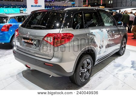 Geneva, Switzerland - March 7, 2018: Suzuki Vitara Sport Suv Car Showcased At The 88th Geneva Intern