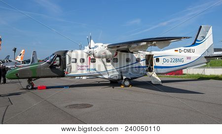 Berlin, Germany - Apr 27, 2018: Flying Test Bed Dornier Do-228ng From Ruag Aerospace On Display At T