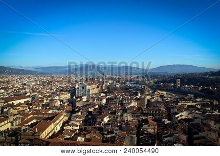 Scenic Panoramic View Of Florence City, Tuscany, Italy