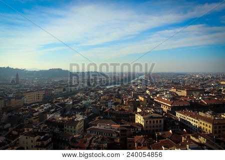 Scenic Panoramic View Of Florence City, Tuscany, Italy