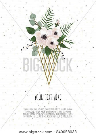 Beautiful Flowers In A Stylized Ice Creambackground With Beautiful Flowers.