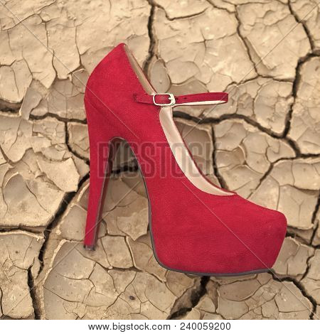 Textured Desighn Natural Closeup Background Of Cracked Dry Soil Old Grey Ground In Hot Weather In Dr
