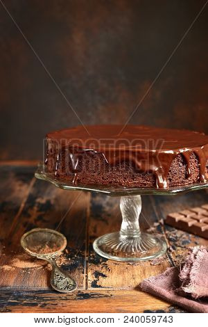 Chocolate Cake (brownie),rustic Style.