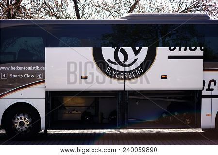 Mainz, Germany - April 14: The Team Bus Of The Football Club Sv Elversberg In An Away Game Of The B-